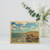Ireland Ocean Cliffs Vintage Travel Postkarte (Stehend Vorderseite)