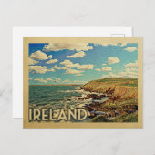 Ireland Ocean Cliffs Vintage Travel Postkarte (Vorne/Hinten)