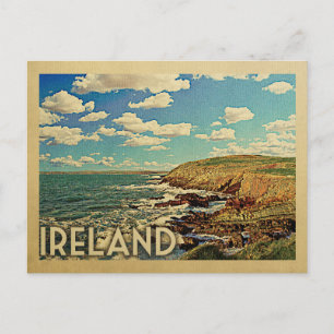 Ireland Ocean Cliffs Vintage Travel Postkarte