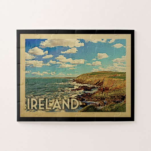 Ireland Ocean Cliffs Vintage Travel Puzzle (Horizontal)