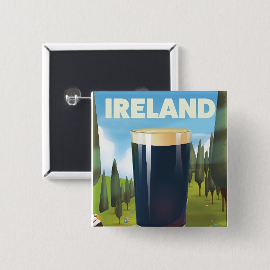 Ireland Pint Travel Poster Button (Vorne & Hinten)