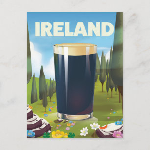 Ireland Pint Travel Poster Postkarte
