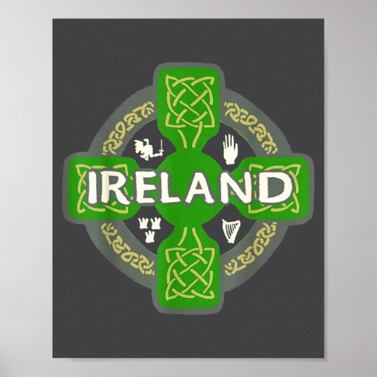 Ireland St Patrick Day Celtic Cross Green Poster (Vorne)