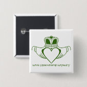 Iren Claddagh Symbol-Button oder -knopf Button (Vorne & Hinten)