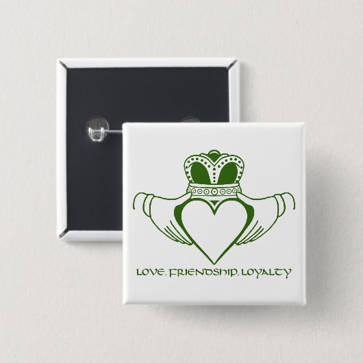 Iren Claddagh Symbol-Button oder -knopf Button (Vorne & Hinten)
