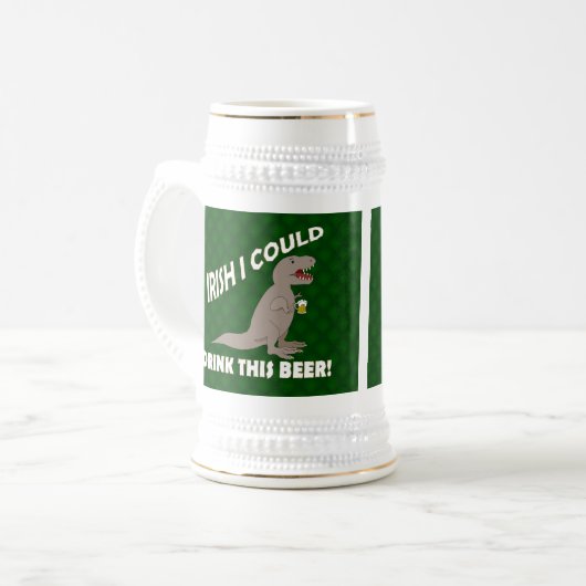 Iren I konnten dieses Bier, lustiges T-Rex trinken Bierglas (Vorderseite Links)