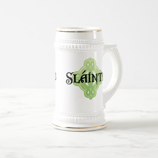 Iren-Slainte Bier Stein Bierglas (VorderseiteRechts)