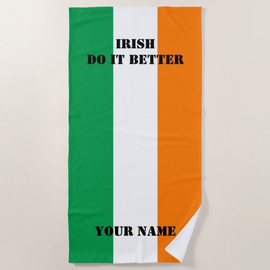 Iren verbessert es Flagge des Irland-Badetuchs Strandtuch (Vorderseite)