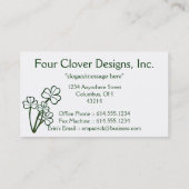 Iren vier Kleeblatt-Pflanzen-Geschäfts-Karten Visitenkarte (Rückseite)