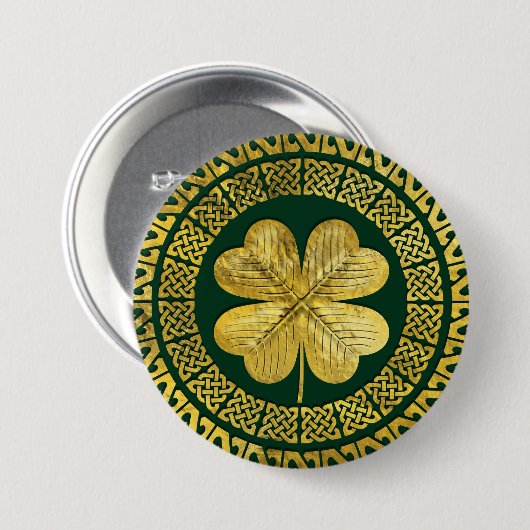 Iren vierblättriges Kleeblatt mit keltischem Button (Vorne & Hinten)