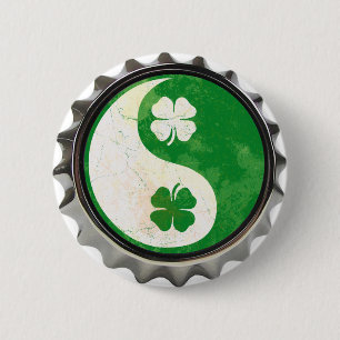 Iren Yin Yang Kleeblatt-Knopf Button