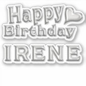 Irene Happy Birthday silver Aufkleber Sticker (Vorderseite)