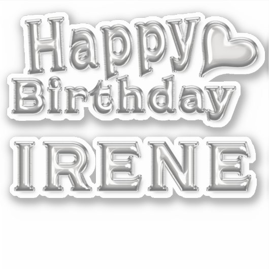 Irene Happy Birthday silver Aufkleber Sticker (Vorderseite)