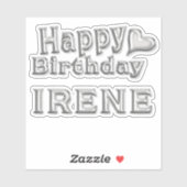 Irene Happy Birthday silver Aufkleber Sticker (Blatt)