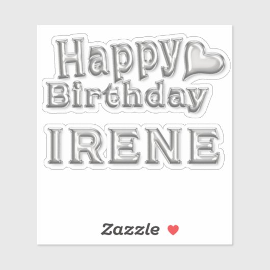 Irene Happy Birthday silver Aufkleber Sticker (Blatt)