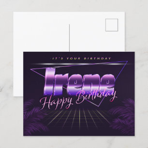 Irene Name Vorname lila Postkarte Geburtstag