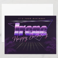 Irene Name Vorname lila retro Karte Geburtstag