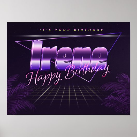 Irene Name Vorname lila retro Poster Geburtstag (Vorne)