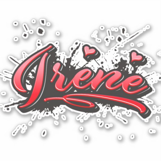 Irene red Heart Graffiti Aufkleber Sticker (Vorderseite)