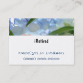 iRetired Visitenkarte-blauer Blumenruhestand Visitenkarte (Rückseite)