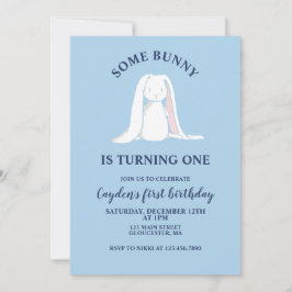 Irgendein Bunny ist eine blaue Erstgeburtstag Einl Einladung
