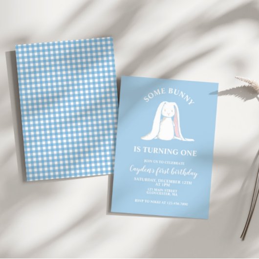 Irgendein Bunny ist eine blaue Erstgeburtstag Einl Einladung