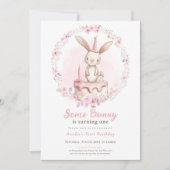 Irgendein Bunny ist eine Wildblumen Pink Rabbit Fi Einladung (Vorderseite)