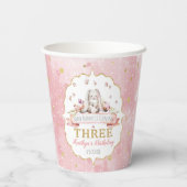 Irgendein Bunny macht drei 3. Geburtstag Pappbecher (Rückseite)