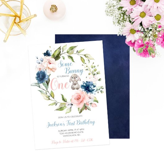 Irgendein Bunny macht einen Ostern ersten Geburtst Einladung