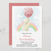 Irgendein Bunny macht einen sonnigen 1. Geburtstag Einladung (Vorne/Hinten)