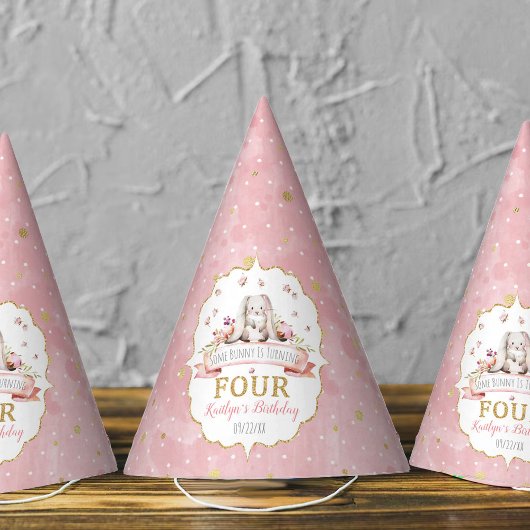 Irgendein Bunny macht vier 4. Geburtstag Partyhütchen