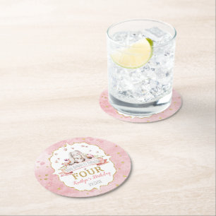 Irgendein Bunny macht vier 4. Geburtstag Runder Pappuntersetzer