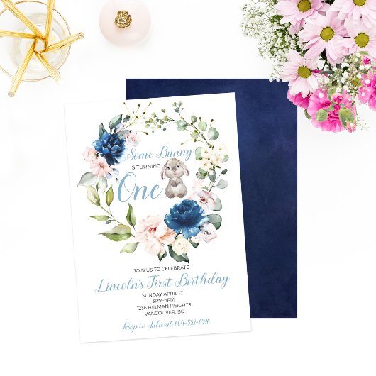 Irgendein Bunny verwandelt ein Boy's First Birthda Einladung