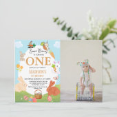 Irgendein Bunny verwandelt ein sonniges 1. Geburts Einladung (Stehend Vorderseite)