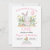 Irgendein Bunny verwandelt ein sonniges 1. Geburts Einladung (Vorderseite)