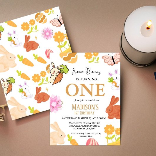 Irgendein Bunny verwandelt ein sonniges 1. Geburts Einladung