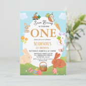 Irgendein Bunny verwandelt ein sonniges 1. Geburts Einladung (Stehend Vorderseite)