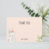 Irgendein Häschen danken Ihnen, rosa Mädchen Dankeskarte (Stehend Vorderseite)