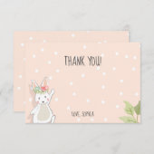 Irgendein Häschen danken Ihnen, rosa Mädchen Dankeskarte (Vorne/Hinten)