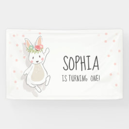 Irgendein Häschen-Geburtstags-Fahnen-erstes rosa Banner