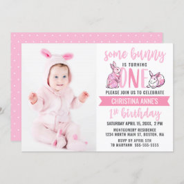 Irgendein sonniges 1. Geburtstag Pink Niedlich Gir Einladung