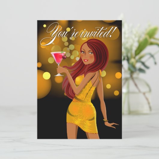 Irgendein Zweck-Party-Feiergelb Einladung (Stehend Vorderseite)