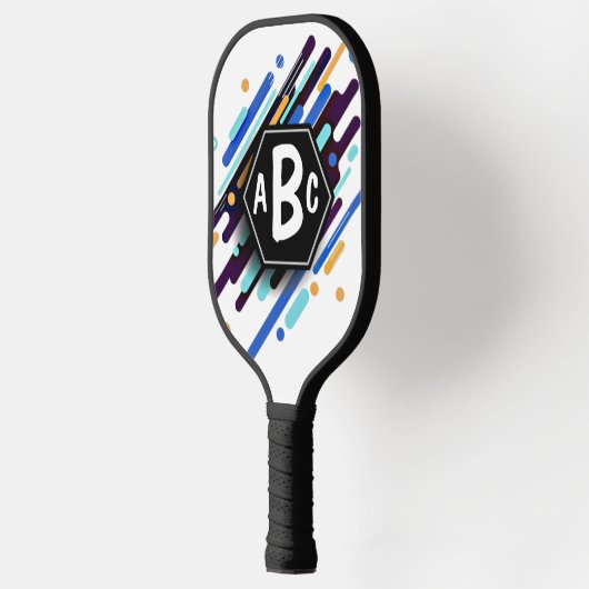 Irgendeine 3 Anfangsbuchstabe Monogram Blue Tan Wh Pickleball Schläger (Links)