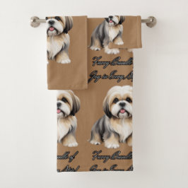 Irgendeine Kutheit: Fluffy Pup in Gentle Shades Badhandtuch Set