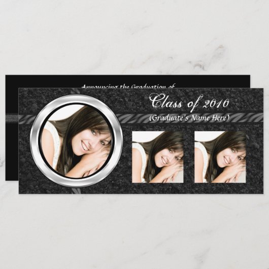 Irgendeine Year~ schwarze Abschluss-Mitteilung, 3 Einladung (Vorne/Hinten)