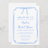 "Irgendetwas Blau bevor ich tue" Bow-Brautparty Einladung (Vorne/Hinten)