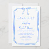 "Irgendetwas Blau bevor ich tue" Bow-Brautparty Einladung (Vorderseite)
