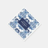 Irgendetwas Blaues Chinoiserie-blaues Brautparty Serviette (Ecke)