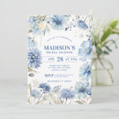 Irgendetwas Blaues Wildblume Brautparty Einladung (Stehend Vorderseite)