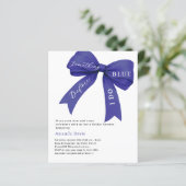 Irgendetwas Blue Bow Bridal Dusche Einladung (Stehend Vorderseite)